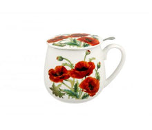 Załaduj obraz do przeglądarki galerii, Kubek baryłka 430 ml z zaparzaczem CLASSIC POPPIES
