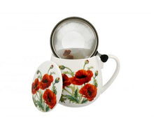 Załaduj obraz do przeglądarki galerii, Kubek baryłka 430 ml z zaparzaczem CLASSIC POPPIES
