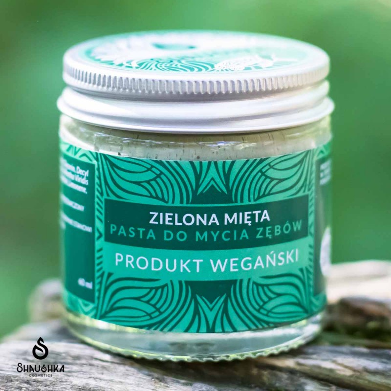 PASTA DO MYCIA ZĘBÓW W SŁOIKU ''ZIELONA MIĘTA'' - BEZ FLUORU 60ml
